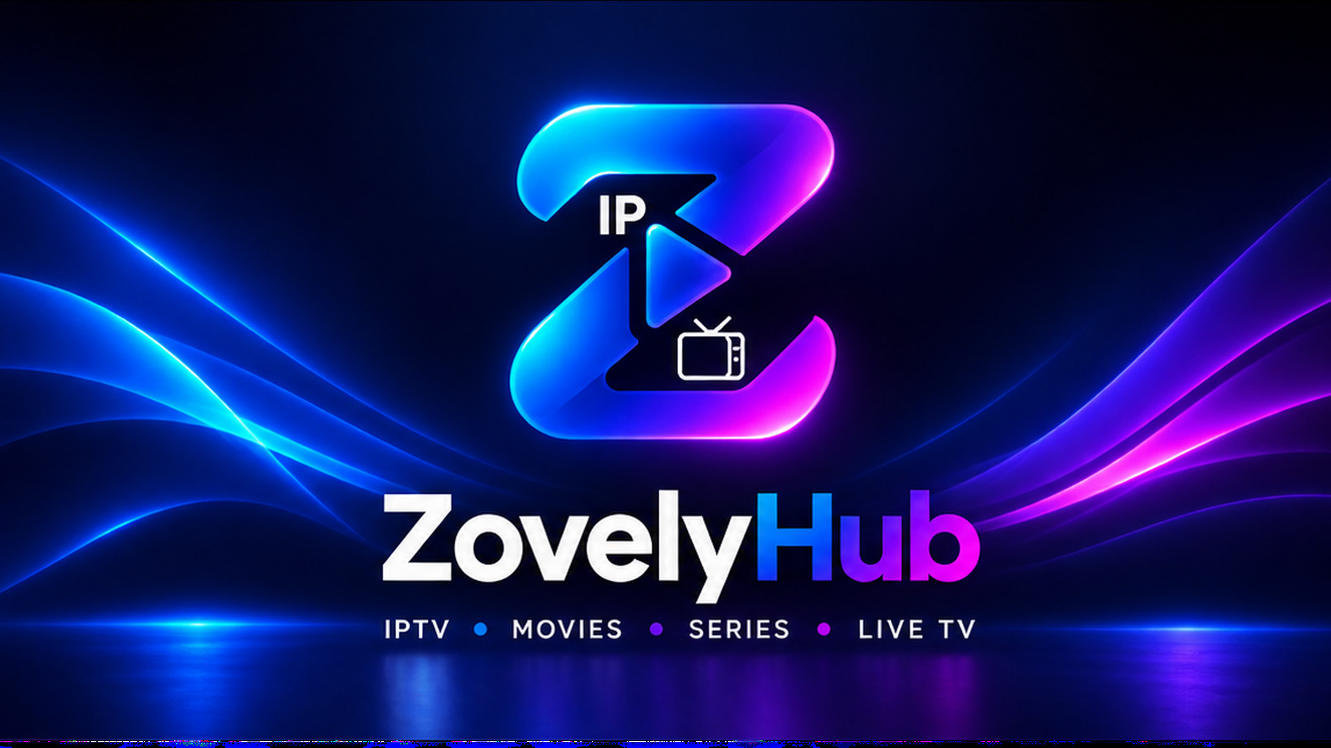 A television showing the ZovelyHub start screen